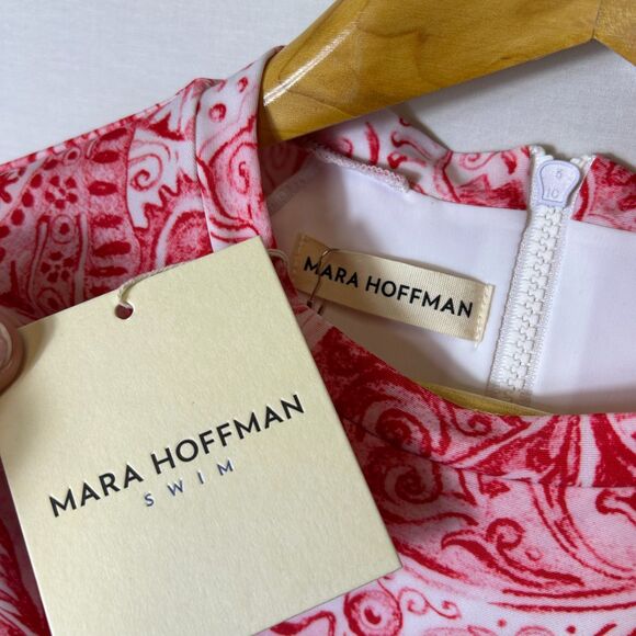 Mara Hoffman Reese NWT Pink Red Paisley Rashguard One Piece Swimsuit Size M - Picture 7 of 15